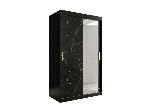 Šatní skříň 120 cm Marbelo T2 (matná černá + černý mramor)