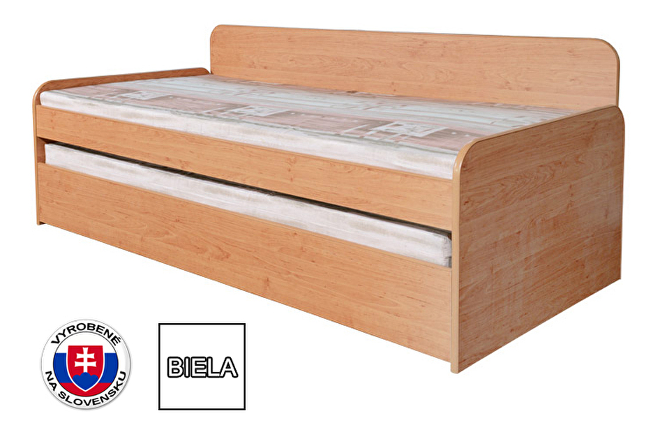 Rozkládací postel 90 cm Nika Plus 2 (s rošty, bez matrací) (bílá) *výprodej