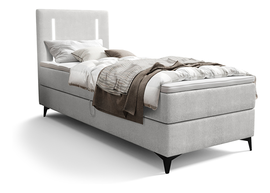 Jednolůžková postel 80 cm Ortega Bonell (šedá) (s roštem, bez úl. prostoru) (s LED osvětlením)