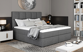 Manželská postel Boxspring 180 cm Galasa (šedá) (s matracemi a úl. prostorem)