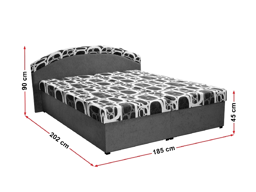 Manželská postel 160 cm Pandora (černá) (s matracemi)