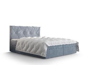 Manželská postel Boxspring 180 cm Athena (světlomodrá) (s matrací a úložným prostorem)