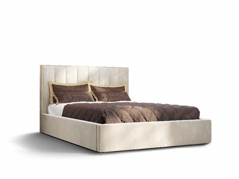 Manželská postel 180 cm Ocie (béžová) (s roštem a úložným prostorem)