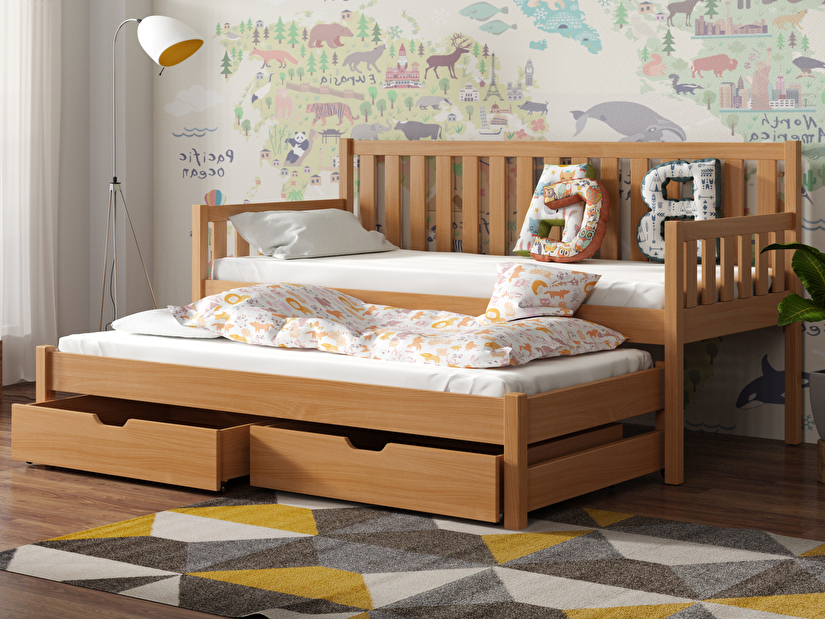 Dětská postel 80 cm SUZI (s roštem a úl. prostorem) (buk)