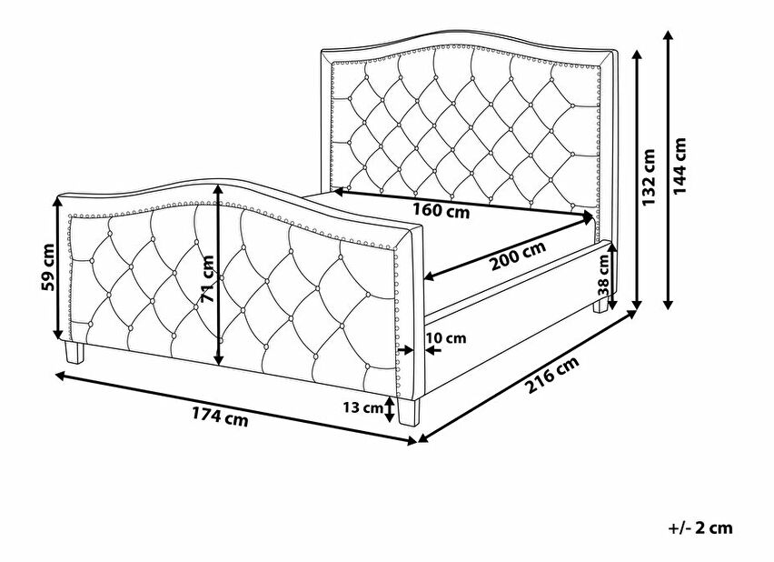 Manželská postel 160 cm AURORA (s roštem) (béžová)