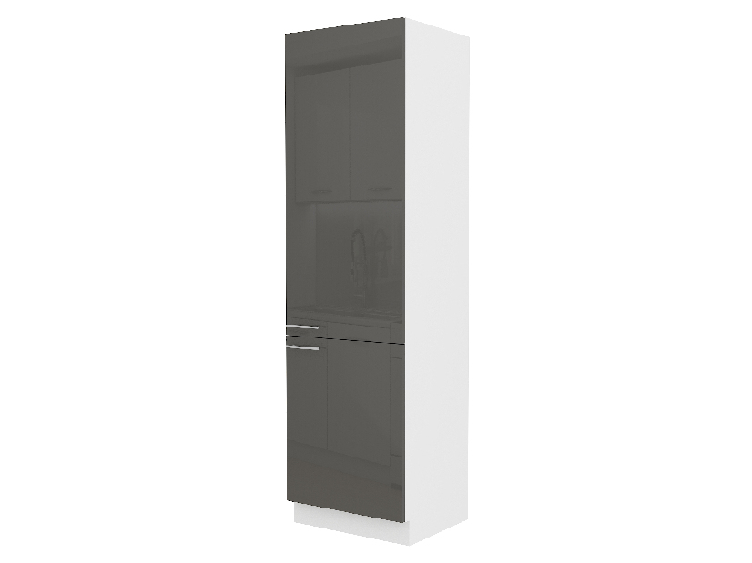 Potravinová kuchyňská skříňka Lavera 60 DK 210 2F (bílá + lesk šedý)