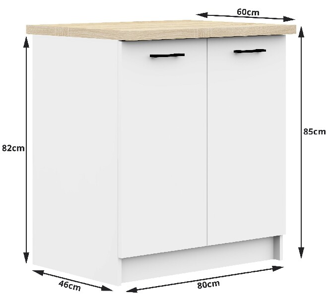 Dolní kuchyňská skříňka Ozara S80 2D (bílá)