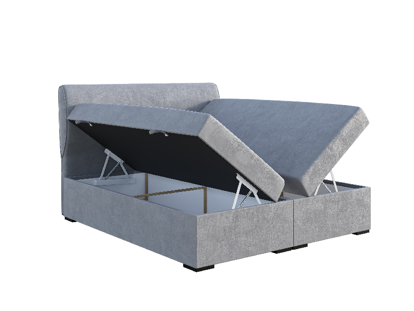 Kontinentální postel 200 cm Simoon (světle šedá) (s matrací a úl. prostorem)