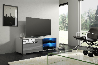 TV stolek/skříňka Mona 100 (bílá matná + šedý lesk) *výprodej