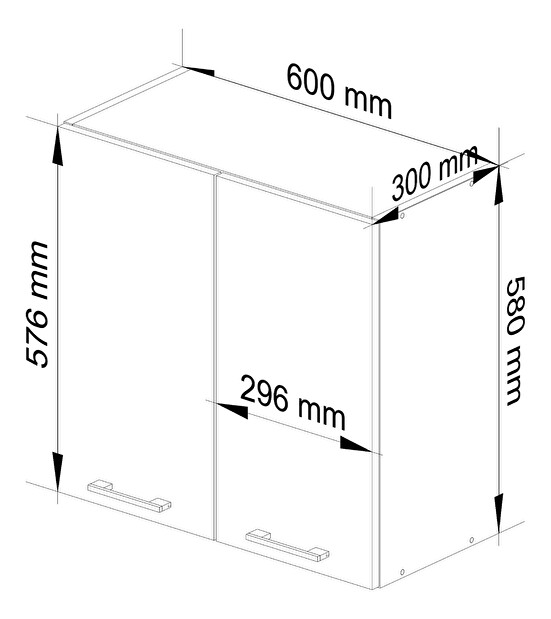 Horní kuchyňská skříňka Ozara W60 H580 (bílá + beton)