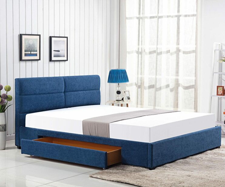 Manželská postel 160 cm Capaz (modrá) (s roštem)
