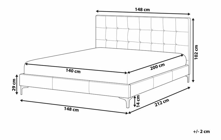 Manželská postel 140 cm Amar (šedá) (ekokůže) (s roštem)