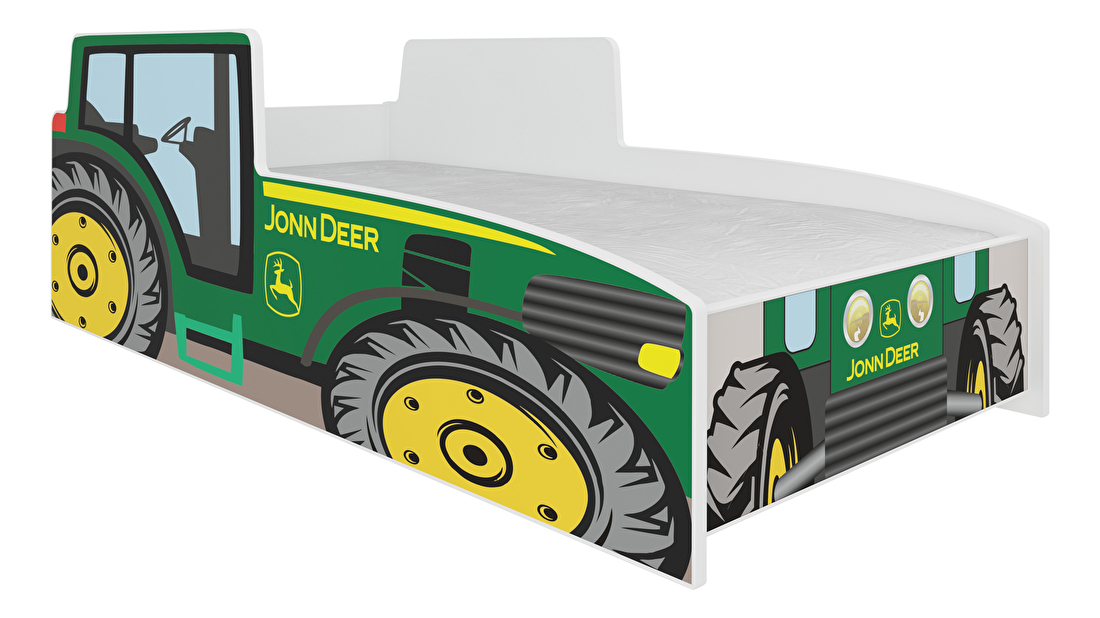 Dětská postel 140x70 cm Traktorista (s roštem a matrací) (zelená)