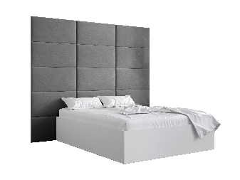 Manželská postel s čalouněným čelem 160 cm Brittany 1 (bílá matná + šedá) (s roštem)