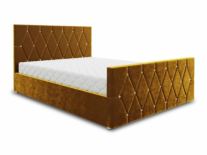 Manželská postel 160 cm Illa (zlatá) (s roštem a úložným prostorem)