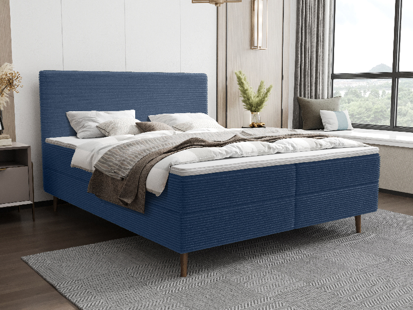 Jednolůžková postel 120 cm Napoli Comfort (modrá) (s roštem, s úl. prostorem)