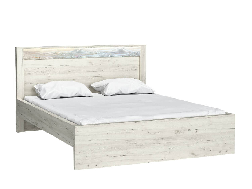 Manželská postel 160 cm Indie 19 (s LED osvětlením) (s roštem) (craft bílý)