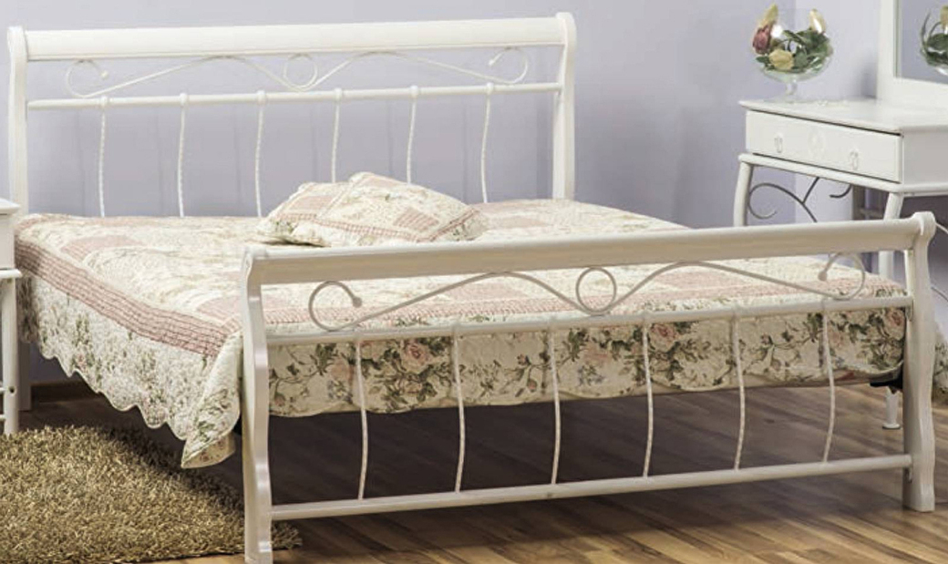 Manželská postel 160 cm Venecja (bílá) (s roštem)