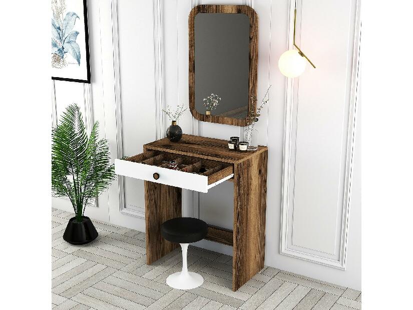 Toaletní stolek Logan (bílá + ořechové dřevo)