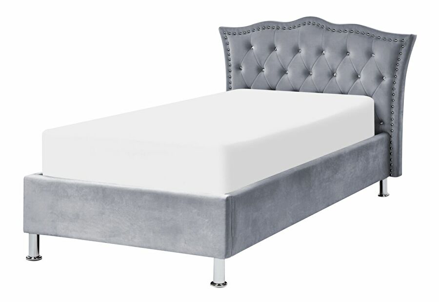 Jednolůžková postel 200 x 90 cm Metty (šedá) (s roštem) (s úl. prostorem)