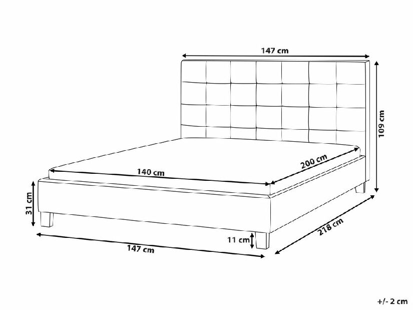 Manželská postel 140 cm Rhiannon (hnědá) (s roštem)