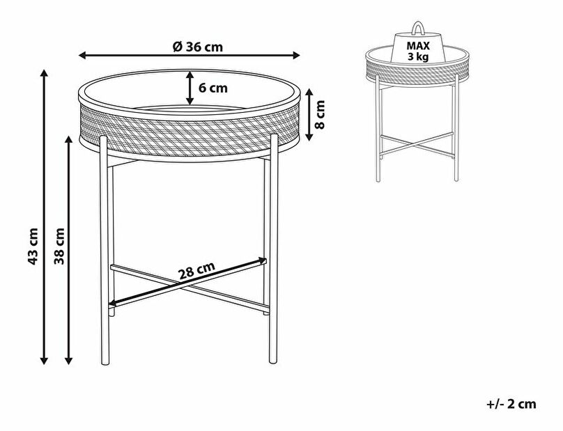 Příruční stolek VENEA (černá)