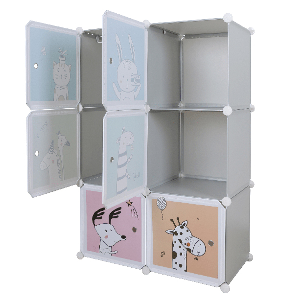 Dětská modulární skříň Banco (šedá + dětský vzor)