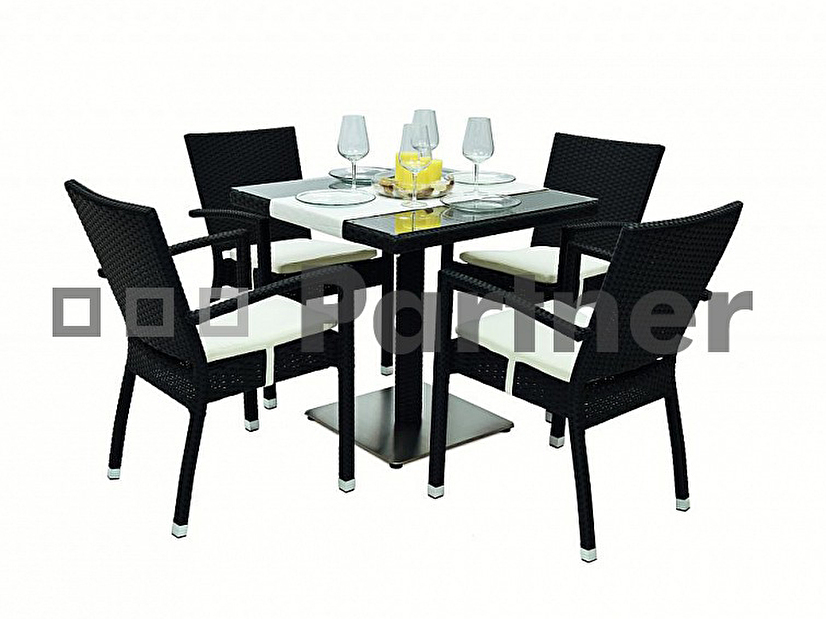 Zahradní stůl Gina (černá) (um. ratan)