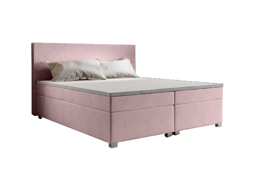 Manželská postel Boxspring 180 cm Simon (růžová) (s matrací, bez úložného prostoru)