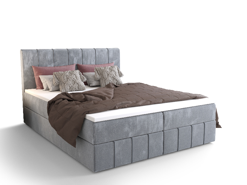 Manželská postel Boxspring 180 cm Barack (světlomodrá) (s matrací a úložným prostorem)