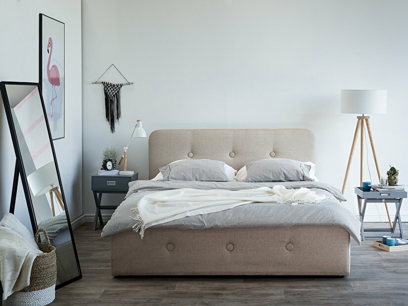 Manželská postel 140 cm ROME (s roštem a úl. Prostorem) (béžová)
