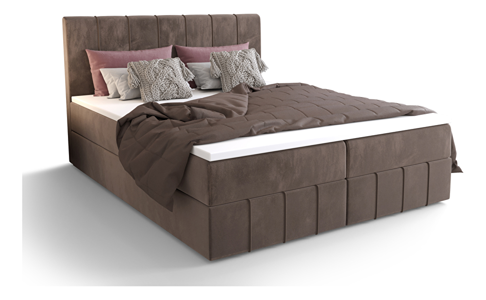 Manželská postel Boxspring 180 cm Barack (hnědá) (s matrací a úložným prostorem)