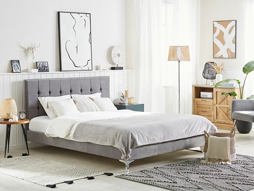 Manželská postel 180 cm Amar (šedá) (s roštem)