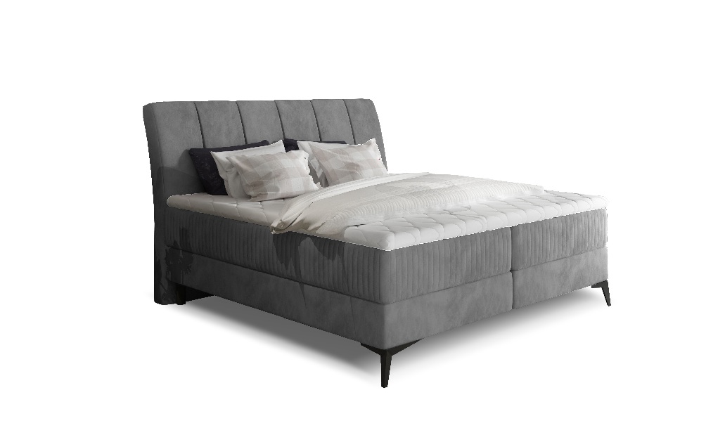 Kontinentální postel 160 cm Alberto (tmavě šedá) (s matracemi)