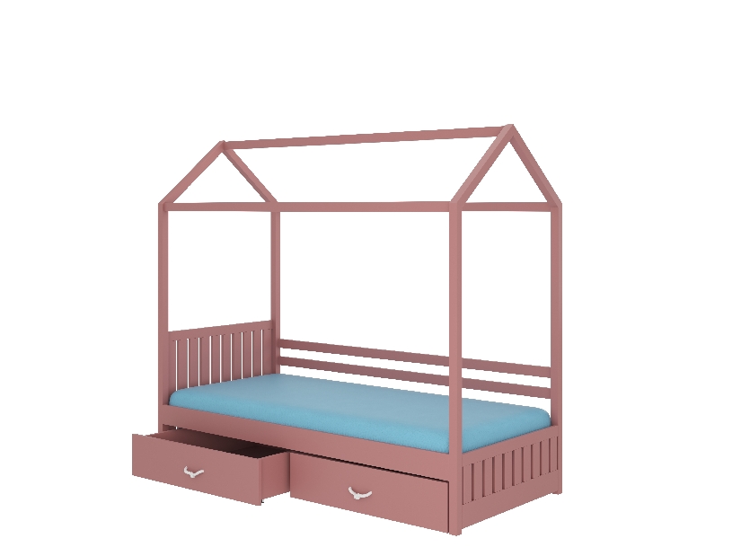 Dětská postel 180x80 cm Rosie I (s roštem a matrací) (růžová)