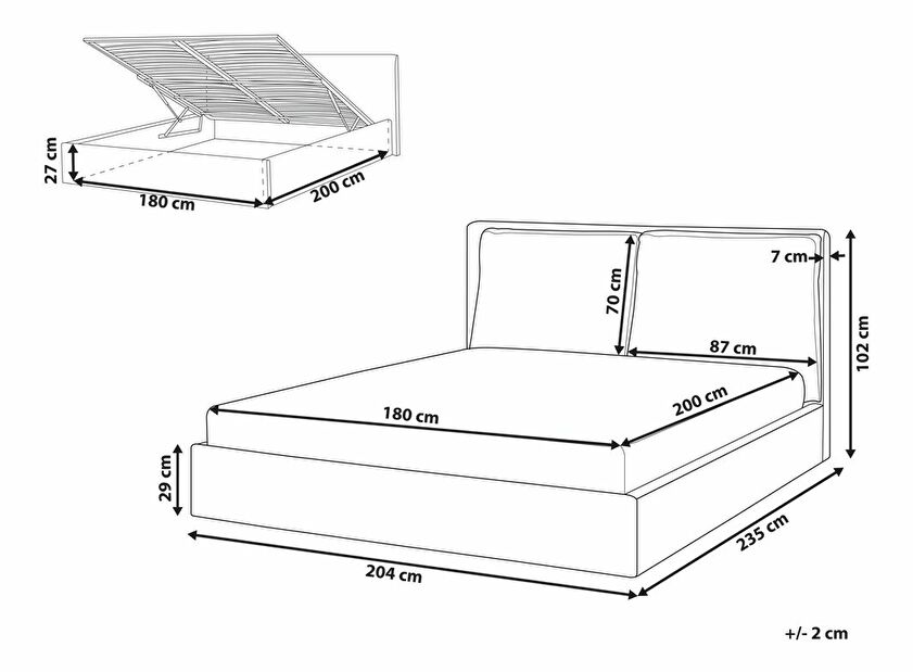 Manželská postel 180 cm Berit (béžová) (s roštem) (s úl. prostorem)