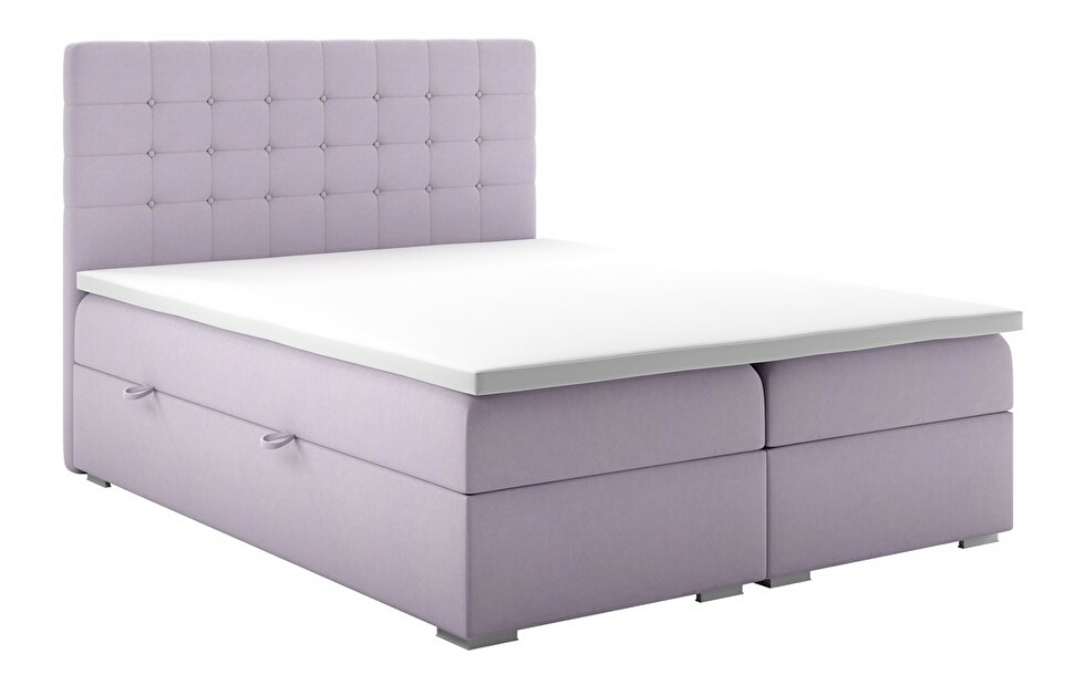Manželská postel Boxspring 180 cm Clady (světlofialová) (s úložným prostorem)
