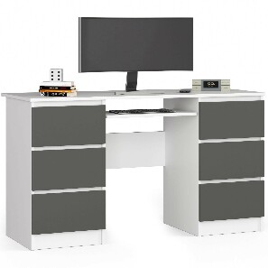 PC stolek Behati (bílá + grafit šedý)