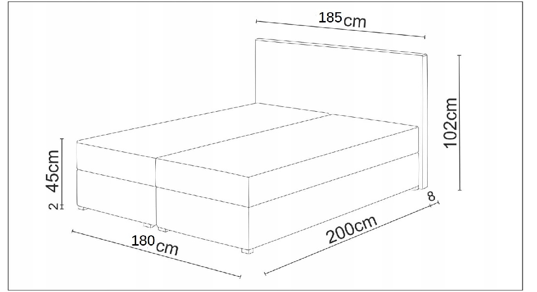 Manželská postel 180 cm Futura Kloe (s matrací a roštem) (šedá)