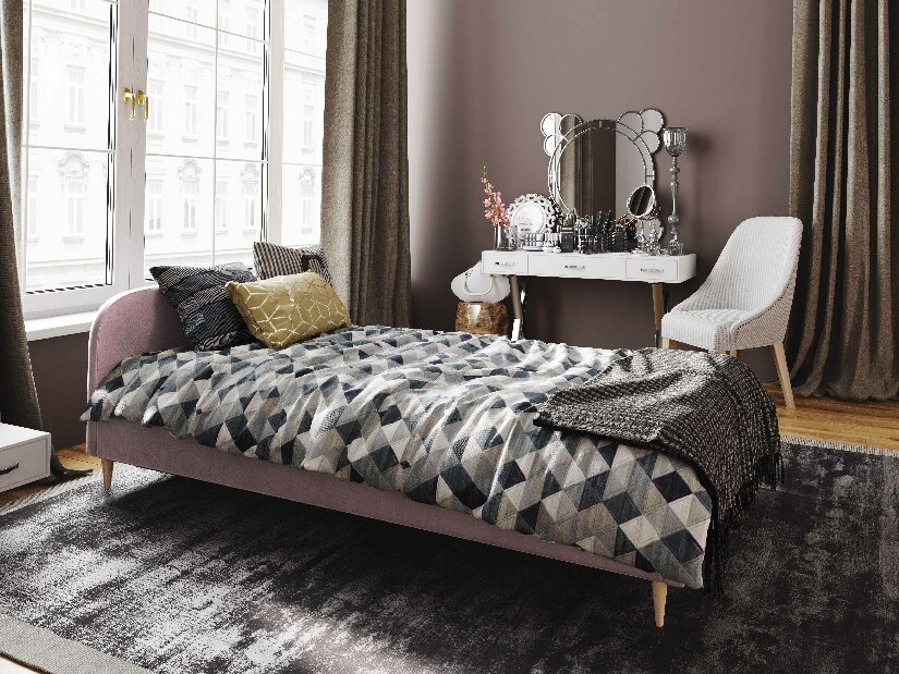 Manželská postel 160 cm Lon (světle růžová) (bez roštu a úložného prostoru)