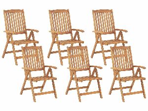 Set 6 ks. zahradních židlí Jakarta (světlé dřevo)