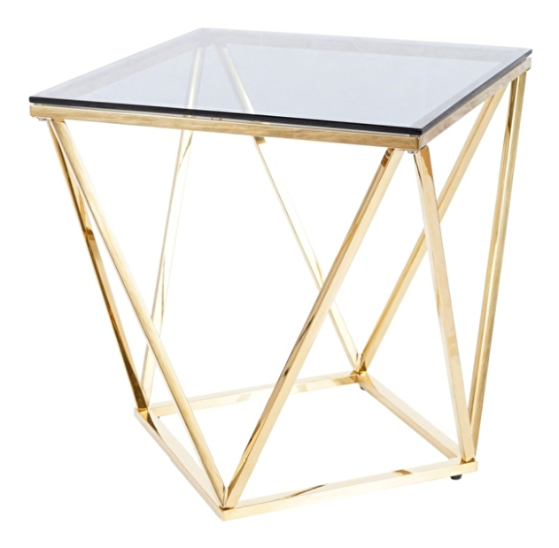 Konferenční stolek Sixta (sklo + zlatá) *výprodej