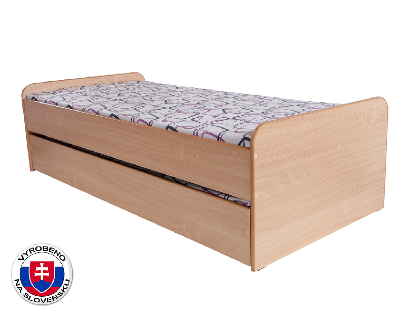 Jednolůžková postel 90 cm BRW Nika (bílá + fialová) (s rošty a matracemi)