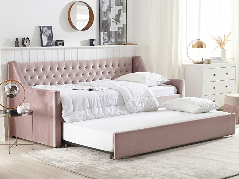 Rozkládací postel 90x200 cm Maisha (růžová)