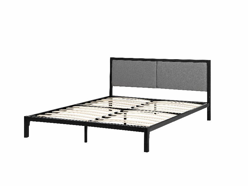 Manželská postel 160 cm CAMAR (kov) (černá) (s LED osvětlením) (s roštem)