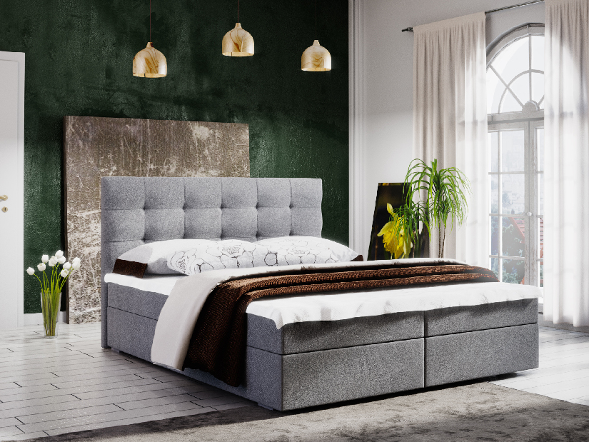 Manželská postel Boxspring 180 cm Fade 2 Comfort (šedá) (s matrací a úložným prostorem)