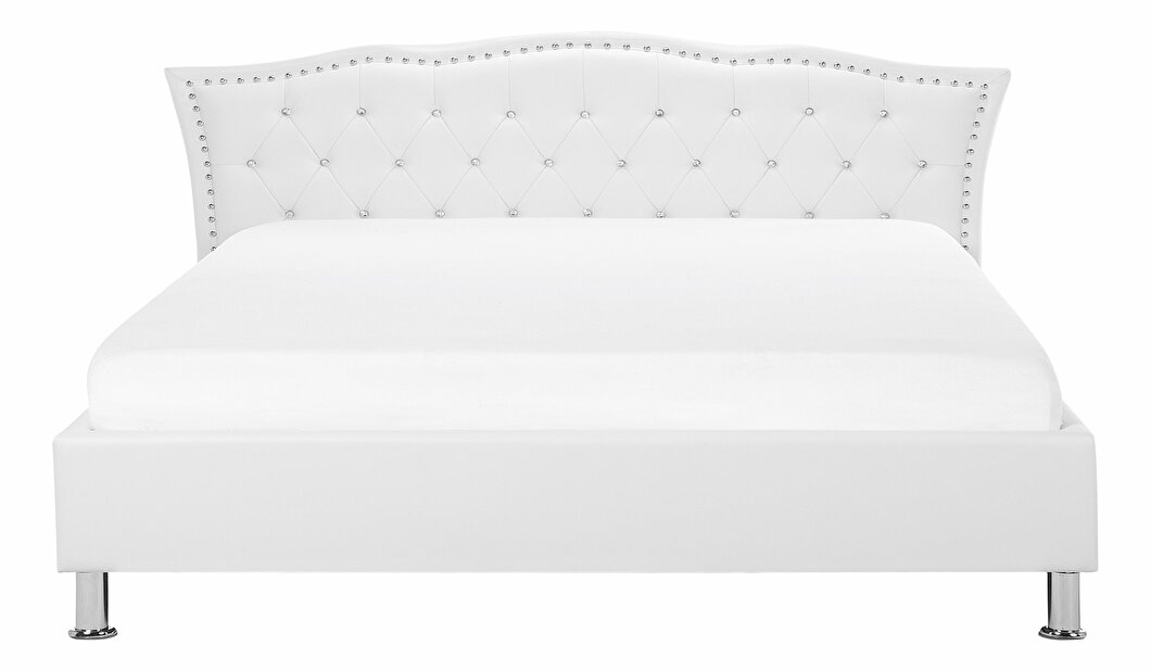 Manželská postel 180 cm MATH (s roštem) (bílá)