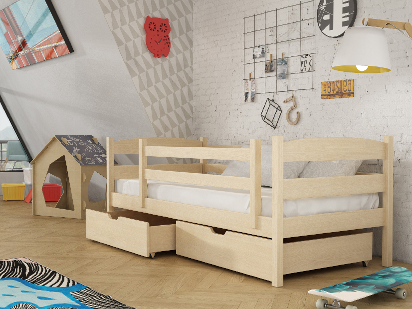 Dětská postel 90 cm Zora (s roštem a úl. prostorem) (borovice)