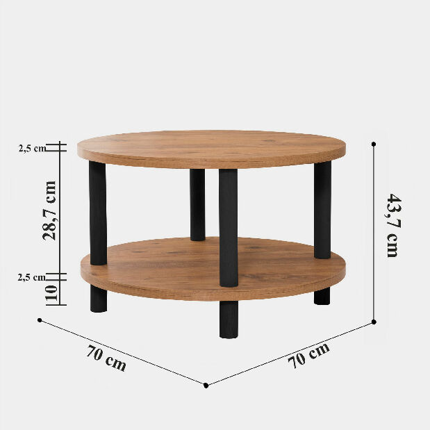 Konferenční stolek Robin (Černá + Borovice atlantic)