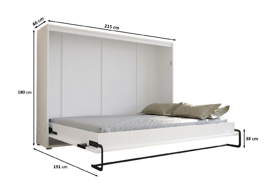 Sklapovací postel 160 Homer (bílá matná + lesklá šedá) (horizontální)